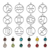 24Pcs 2 Styles 303 Stainless Steel Flat Round Rhinestone Charms & 304 Stainless Steel Ring with Twelve Constellations Pendants STAS-LS0001-20P-1