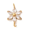 304 Stainless Steel Pave Cubic Zirconia Flower Links Connector Charms STAS-T026-03C-02G-1