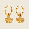 304 Stainless Steel Fan Shaped Huggie Hoop Earrings UO2750-1