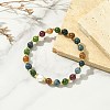 Natural Green Jade Imitation Tourmaline & Freshwater Pearl & Brass Round Beaded Bracelets for Women BJEW-JB13931-1
