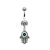 316L Surgical Stainless Steel Clear Cubic Zirconia Dangle Belly Button Rings WG93CBC-01-1