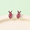 Brass Enamel Fish Stud Earrings EJEW-I322-07P-2