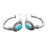 Bohemian Style Alloy Turquoise Oval Hoop Earrings FS-WG66729-01-5