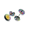 Flat Round 304 Stainless Steel Stud Earring Settings STAS-I323-6mm-RC-2