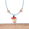 Teachers' Day Resin Cute Apple Core Pendant Polymer Clay & Glass Seed Beaded Necklaces for Women NJEW-TA00231-4
