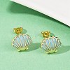 Brass Enamel Stud Earrings EJEW-R032-07G-02-2
