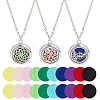 3Pcs 3 Styles Stainless Steel Hollow Essential Oil Diffuser Locket Pendant Necklaces NJEW-HS0001-26A-1