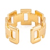 Vacuum Plating 304 Stainless Steel Rectangle Link Chain Open Cuff Rings for Women RJEW-G316-14G-3