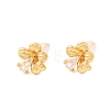 Brass Micro Pave Clear Cubic Zirconia Flower Stud Earrings EJEW-C158-17A-G-4