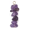 Gradient Color Natural Amethyst & Natural Blue Lace Agate Chip Beaded Pendants PALLOY-JF02795-03-3