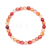 Natural Banded Agate Round Beaded Stretch Bracelets for Women BJEW-JB14071-3