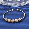 Brass Wire Wrapped Natural  Pearl Cuff Bangles for Women BJEW-D453-06G-2
