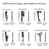 12Pcs 6 Styles Opaque Resin Halloween Horror Goth Pendants RESI-CJ0002-90-2