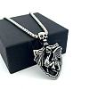 Vintage 304 Stainless Steel Skull Shield with Dragon Pendant Necklaces for Men IV2024-1
