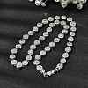 Brass Micro Pave Clear Cubic Zirconia Flat Round Link Chain Necklaces for Women NJEW-B157-18P-1