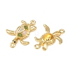 Brass Micro Pave Clear Cubic Zirconia Turtle Connector Charms KK-B161-05G-2