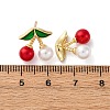 Cherry Brass ABS Plastic Pearl Stud Earrings EJEW-U062-04B-01G-5