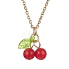 Natural Dyed Malaysia Jade Cherry Pendant Necklaces NJEW-JN04505-1