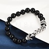 Punk Style Skull 304 Stainless Steel Glass Beads Bracelets for Women Men BJEW-D304-04AS-01-1