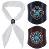 2Pcs 2 Colors Leather & Alloy & Synthetic Turquoise Scarf Clips AJEW-CL0005-24C-1