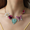 Spring Summer Acrylic Rhinestone Pendant Bib Necklaces for Women WG872E8-02-1