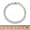 Heart Brass Micro Pave Clear Cubic Zirconia Link Chain Bracelets for Women BJEW-C156-07C-P-5
