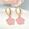 Brass Micro Pave Clear Cubic Zirconia Enamel Hoop Dangle Earrings EJEW-G471-07G-3