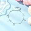 304 Stainless Steel Cross Link Chain Anklets AJEW-AN00739-01-1
