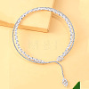 Brass Pave Clear Cubic Zirconia and Crystal Rhinestone Flower Pendant Choker Necklaces for Women WG748D8-01-1