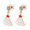 Alloy Enamel Dangle Stud Earrings EJEW-H173-04KCG-2