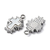 304 Stainless Steel Pave Natural White Shell Cross Charms STAS-S163-26P-2