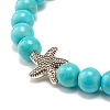 Round Synthetic Turquoise & Natural Lava Rock Stretch Bracelet BJEW-JB07470-05-4