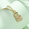 Brass Micro Pave Clear Cubic Zirconia Snake Pendant Necklaces NJEW-S438-02I-G-3