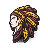 Food Grade Eco-Friendly Native American Red Indian Chief Head with Feathers Silicone Focal Beads SIL-K005-04C-1