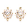 Brass Pave Clear Cubic Zirconia Connector Charms X-KK-N284-14G-1