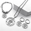 304 Stainless Steel Astaroth Sigil Goetia Charms Bracelets & Hoop Earrings & Pendant Necklaces Sets FS-WG27906-01-1