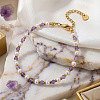 Natural Amethyst & Imitation Pearl Beaded Bracelets for Women UB9347-2