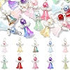 20Pcs 10 Colors Glass Pearl with Alloy Pendants PALLOY-YW00172-1