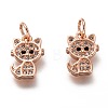 Brass Micro Pave Clear Cubic Zirconia Charms ZIRC-C020-38-2