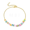 Natural Dyed Freshwater Shell Nuggets Beaded 304 Stainless Steel Cable Chain Anklets for Women AJEW-AN00827-03-3