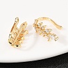 Leaf Brass Micro Pave Clear Cubic Zirconia Cuff Earrings EJEW-F384-20G-6