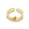 Rack Plated Brass Micro Pave Cubic Zirconia Heart Open Cuff Ring for Women RJEW-Z039-08G-2