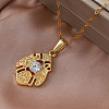 Vintage European 304 Stainless Steel Crystal Rhinestsone Geometric Leaf Pendant Necklaces for Women LI2607-2