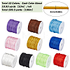 SUNNYCLUE 10 Rolls 10 Colors Nylon Rattail Satin Cord NWIR-SC0001-09-2