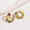 Brass Pave Cubic Zirconia Flower Stud Earrings for Women GQ4933-3