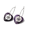 Natural Amethyst & 304 Stainless Steel Hoop Earrings for Women EJEW-G475-05P-06-4