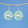 Hexagon with Bird Pattern Acrylic Dangle Earrings FS-WG54A2C-02-1