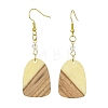 Resin & Walnut Wood Arch Dangle Earrings EJEW-JE05506-02-1