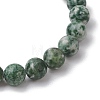 Natural Green Spot Jasper Round Beaded Stretch Bracelets for Women Men BJEW-JB11368-4