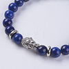 Natural Dyed Lapis Lazuli Beads Stretch Bracelets BJEW-E325-D34-2